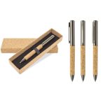 Set boligrafo metal/corcho