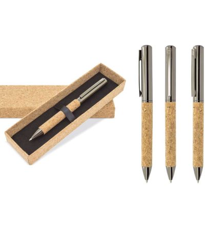 Set boligrafo metal/corcho