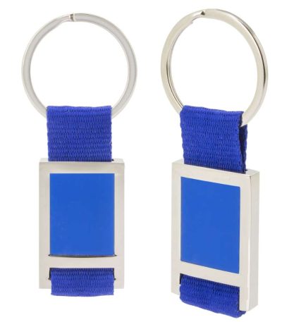 llavero metalico azul