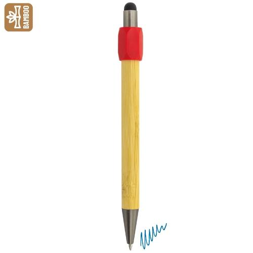 Bolígrafo antiestrés giratorio de bambú GYRO rojo Bolígrafo antiestrés giratorio de bambú "GYRO" - Imagen 1